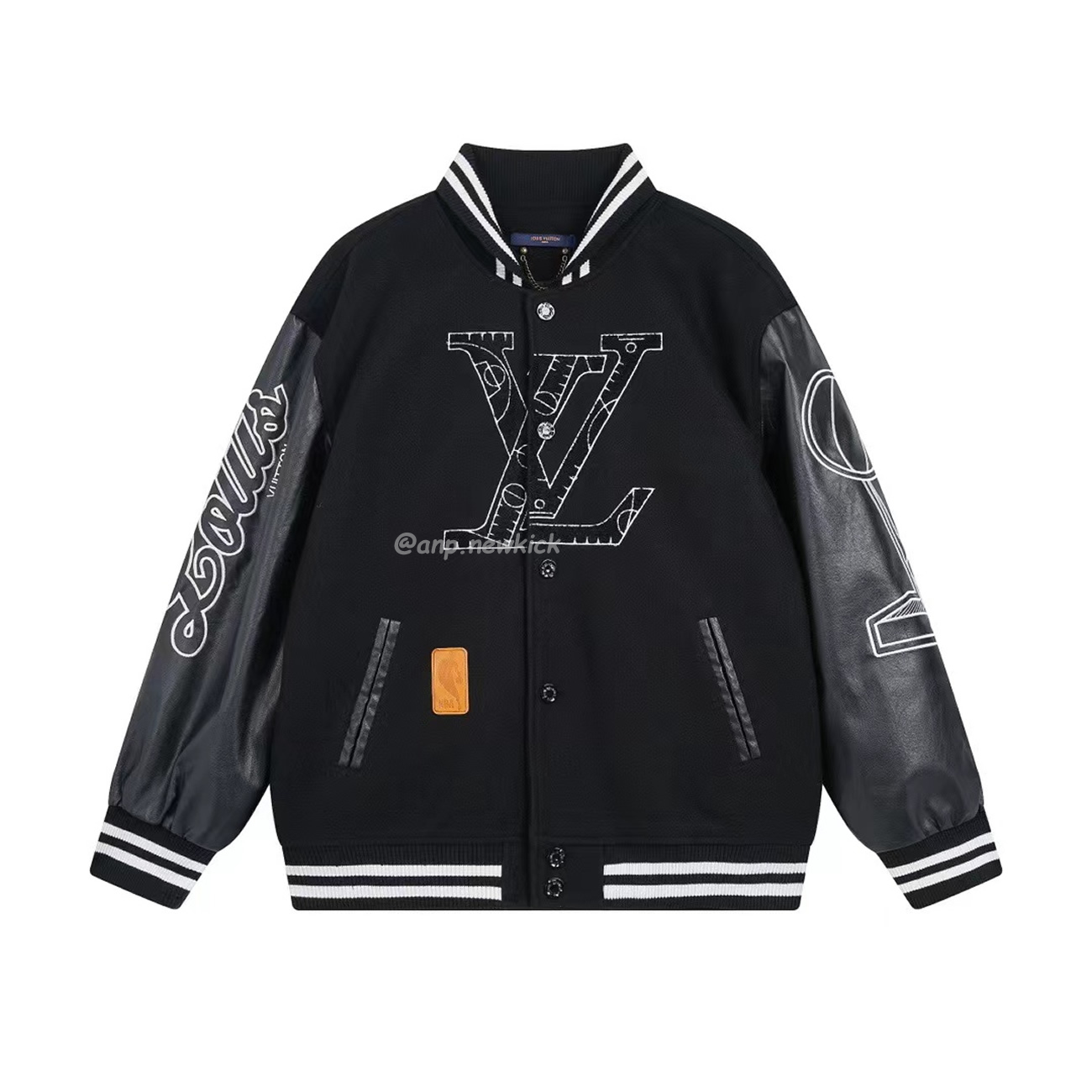 Louis Vuitton X Nba Leather Basketball Jacket Black (1) - newkick.cc